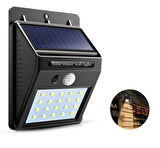 Güneş Enerjili 20 Ledli Bahçe Aydınlatma Hareket Sensörlü Dış Mekan Gece Lambası Beyaz Işık