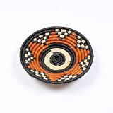 %100 El Yapımı Etnik Tabak Seti, Bohem Duvar Süsü, Hasır Duvar Dekoru Turuncu Bej Siyah 35x8cm
