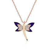 Gümüş Rose Lacivert Yusufçuk kadin Kolye