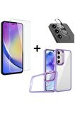 Samsung Galaxy A35 Uyumlu Pastel Renk Telefon Kılıfı Temperli Cam Ekran ve Kamera Koruyucu