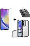 Samsung Galaxy A35 Uyumlu Pastel Renk Telefon Kılıfı Temperli Cam Ekran ve Kamera Koruyucu