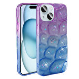 Apple iPhone 14 ile Uyumlu 3D Kabartmalı Simli Yumuşak Tam Koruma Telefon Kılıfı Kapak