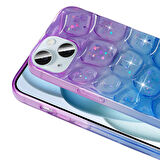 Apple iPhone 14 ile Uyumlu 3D Kabartmalı Simli Yumuşak Tam Koruma Telefon Kılıfı Kapak