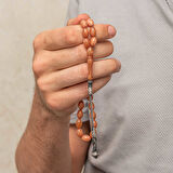 Gümüş Top Kazaz Püsküllü Sıkma Kehribar Tesbih