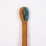 Japandi Bambu ve Deniz Sazı Hasır Doğal Sarı Fuşya Yeşil Renk Yelpaze Duvar Dekoru 60x40x37cm