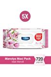 Deep Fresh Maxi Pack Manolya Alkolsüz 5 x 144 Yaprak 5 Paket Islak Mendil