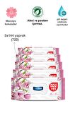 Deep Fresh Maxi Pack Manolya Alkolsüz 5 x 144 Yaprak 5 Paket Islak Mendil