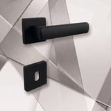 Lusso Siyah 5 ADET ODA 2 ADET WC Kare Rozetli Kapı Kolu SET