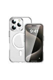 Apple iPhone 16 Pro Max Uyumlu Kılıf Şeffaf Magsafe Wireless Şarj Özellikli Transparan Telefon Kılıf