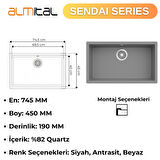 Granit Evye SENDAI Series Anthracite 74,5x45 (ANTRASİT) 