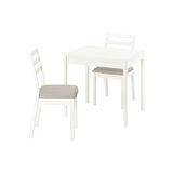 Mutfak masası takımı, kırık beyaz-Fridtuna açık bej, 2 sandalyeli, açılabilir
