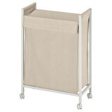 Çamaşır sepeti, beyaz, 80 lt, tekerlekli