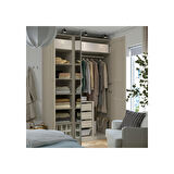 PAX gardırop, gri-bej-aynalı cam, 150x60x236 cm