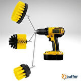 BUFFER® 3lü Matkap Ucu Banyo Küvet Duşakabin Araba Tekerliği Koltuk Yıkama Temizleme Fırçası Seti