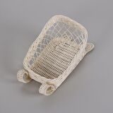 Dekoratif Yılbaşı Ürünleri, Rattan Neol Ağacı Süsü, Yılbaşı Dekoru Beyaz Rattan Kızak 27x15x14 cm