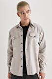 DeFacto Regular Fit Polo Yaka Basic Düz Pamuklu Uzun Kollu Gömlek B2654AX24SPGR302