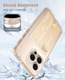 Apple iPhone 16 Pro Max Uyumlu Kılıf Kartlık Bölmeli Arkası Şeffaf Soft Dayanıklı Kılıf Kapak