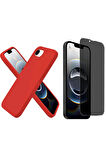 Apple iPhone 16E Uyumlu İçi Kadife Lansman Kılıf ve Hayalet Privacy Tam Kaplayan Cam Ekran Koruyucu