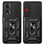 Honor 90 5G ile Uyumlu Kılıf Magnetik Standlı Kamera Korumalı Sürgülü Kapak