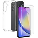 Samsung Galaxy A35 Uyumlu Kılıf Esnek Silikon Telefon Kılıfı ve Temperli Cam Ekran Koruyucu