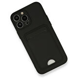 Apple iPhone 13 Pro Max Uyumlu Arka Kamera Korumalı Kart Koyulabilen Silikon Kartlıklı Kılıf Kapak