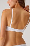 2'li Ekonomik Paket Beyaz 6812 Como Balenli Soft Push Up Micro Dekolteli T-Shirt Sütyen Set