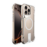 Apple iPhone 16 Pro Max Uyumlu Kılıf Magsafe Wireless Şarj Özellikli Şeffaf Standlı Telefon Kılıfı