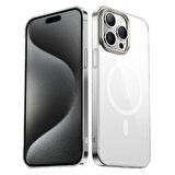 Apple iPhone 15 Pro Max Uyumlu Kılıf Sert PC Magsafe Yükseltilmiş Kamera Korumalı Şeffaf Kılıf