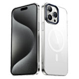 Apple iPhone 15 Pro Max Uyumlu Kılıf Sert PC Magsafe Yükseltilmiş Kamera Korumalı Şeffaf Kılıf