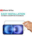 Apple iPhone 16 Plus ile Uyumlu Şeffaf Ekranı Tam Kaplayan 5d Cam Kırılmaz Cam Ekran Koruyucu