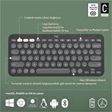 LOGITECH K380S PEBBLE KEYS  920-011859 2 ÇOKLU CİHAZ ÖZELLİKLİ BLUETOOTH TÜRKÇE Q KLAVYE GRİ 