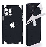 İphone 16 Plus için 360 full arka kaplama koruma sticker - 14 FARKLI RENK KARBON SİYAH