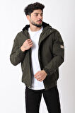 İçi Kürklü Baskılı Spor Likra Kumaş Mont PLDP2968-1_50411