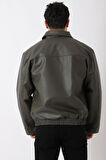Bel Lastikli Kapaklı Oversize Suni Deri Mont PLDP 2998_50447