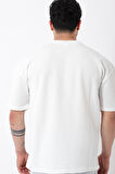 Petekli Model Bisiklet Yaka Oversize Tişört STU-2468_30462