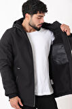 Uzay Kapüşonlu İçi Kürklü Softshell Kışlık Mont PLDP 3010_50454