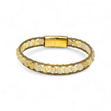  FM Titanyum Kilitli Sitrin Doğaltaş Ve 316L Çelik Halat Örme Erkek Bileklik 31832B2DH8 