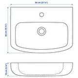 Sifonlu lavabo, beyaz, 54x40 cm