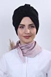 Çift Yönlü Güllü Düğüm Bone Siyah - Siyah