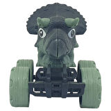 Sürtmeli Dinazor Arabalar 12 cm - H-20 - Triceratops - Yeşil