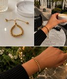 💎 Premium Gold Renk Yuvarlak Model Şık ve Parlak Toplu Asansörlü 316L Çelik Bileklik (~22cm)