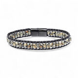  FM Dalmaçya Jasper & Hematit Çelik Örgülü Deri Bileklik 31832B22D3 