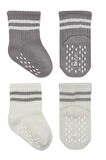 Bistyle Çemberli Kaymaz Soket Çorap 2'Li BS10125 Gri Ekru
