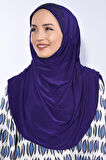 Taşlı Pileli Hijab Mor  - Mor