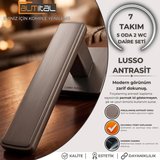 Lusso Antrasit 5 ADET ODA 2 ADET WC Kare Rozetli Kapı Kolu SET