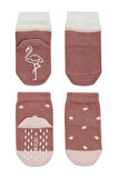 Bistyle Hayvan Figür Kaymaz Kız Soket Çorap 2'Li BS10120 Pudra