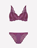 Nurteks 4340 Desteksiz Dantelli Sütyen Takım - Mor - 85B