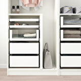 Cam panelli çekmece, beyaz, 75x58 cm