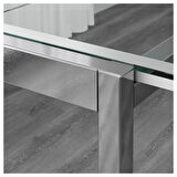 Açılır yemek masası, şeffaf-krom kaplama, 4-6 kişilik, açılabilir, 125/188x85 cm