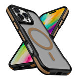 Apple iPhone 16 Pro Max Uyumlu Kılıf Magsafe Wireless Şarj Özellikli Şerit Tasarımlı Kılıf Kapak